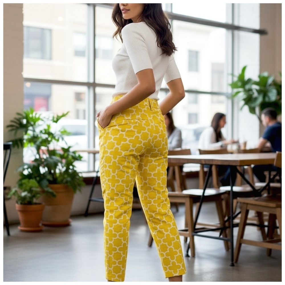 Elliott Lauren Vintage Patterned Women's Jacket & Pants Set. Yellow. Size 6 - Picture 9 of 15